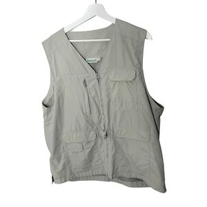 Magellans Nylon Fishing Vest Mens XL Tan Outdoor Gear Utility Hiking Pockets